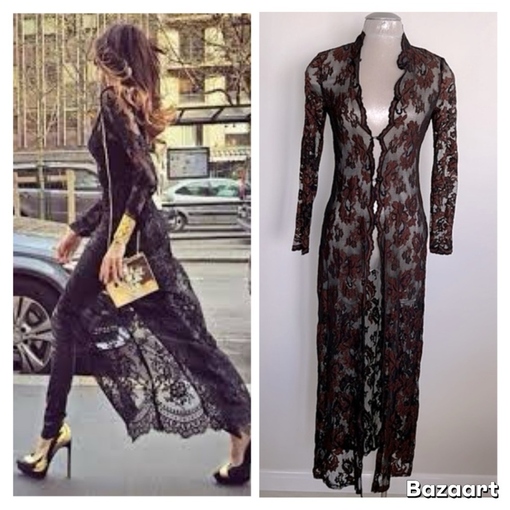 Casadei VINTAGE BLACK LACE Maxi Duster